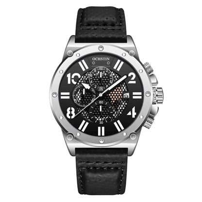 Ochstin 6122 Multi Function Quartz Watch Sports Luminous Waterproof Watch Calendar Leather Men Watch