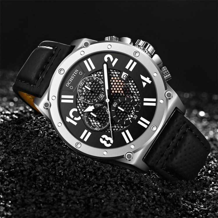 Ochstin 6122 Multi Function Quartz Watch Sports Luminous Waterproof Watch Calendar Leather Men Watch