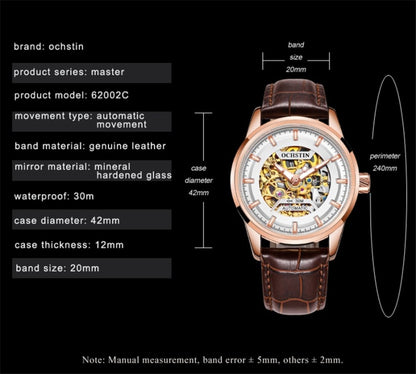 Ochstin 2002C Men  Automatic Hollow Leather Mechanical Watch Business Waterproof Night Light Men Watch Mechanical Watch