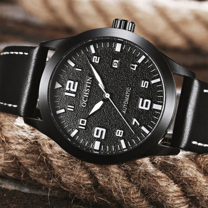 Ochstin 62028 Fashion Fully Automatic Mechanical Watch Waterproof Men  Leisure Mechanical Watch Calendar Leather Watch
