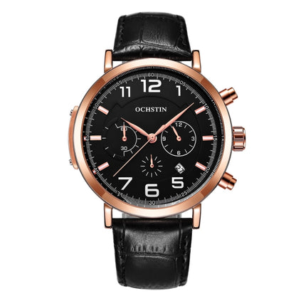 Ochstin 6105 Multi Function Watch Business Leisure Men  Watch Waterproof Timing Quartz Watch Belt Watch