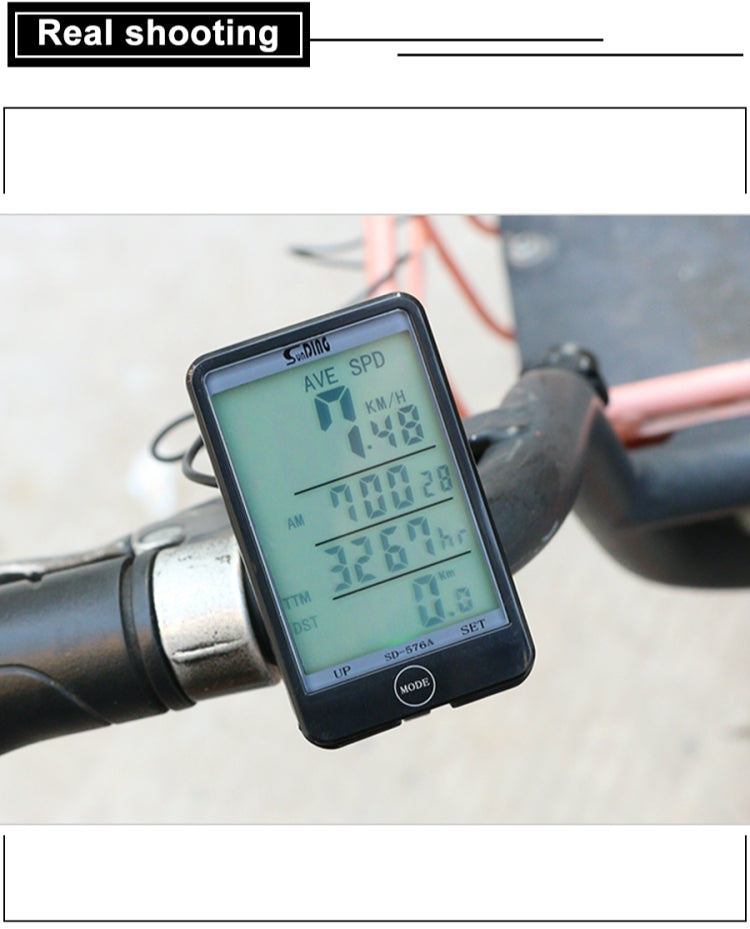 SUNDING SD-576A Waterproof Bike Cycling Odometer Stopwatch LED Digital Rate Speedometer Watch, SD-576A