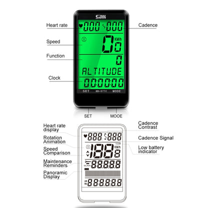 SUNDING SD-577C  Cycling Computer LCD Backlight Waterproof Wireless Stopwatch MTB Bike Odometer Stopwatch Bicycle Speedometer, SD-577C