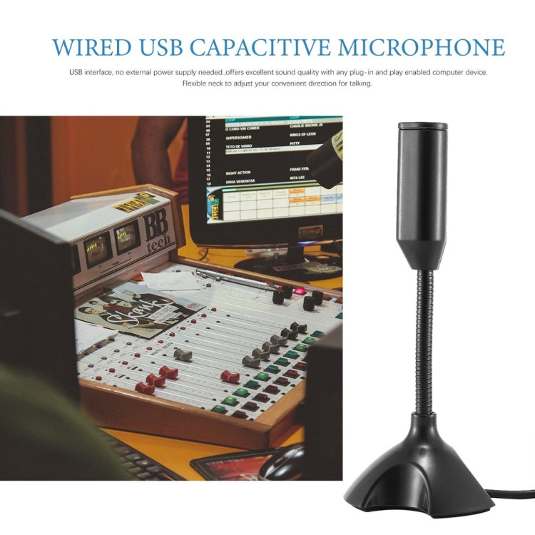 Dedicate USB Capacitive Mini Microphone Stand for PC Laptop Notebook Online Chat Recording Black Wired Device
