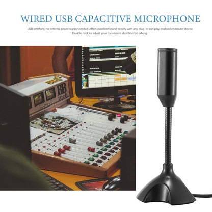 Dedicate USB Capacitive Mini Microphone Stand for PC Laptop Notebook Online Chat Recording Black Wired Device