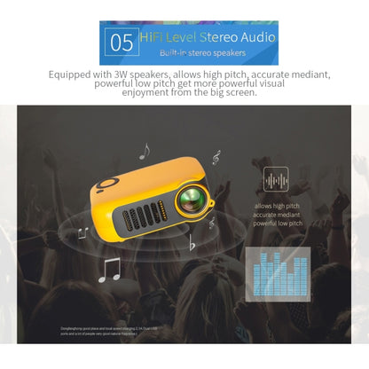A2000 Mini Portable Projector 800 Lumen Supports 1080P LCD 50000 Hours Lamp Life Home Theater Video Projector for Power Bank, US Plug