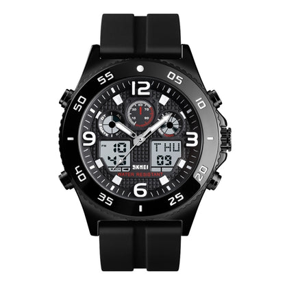 SKMEI 1538 Multi-Function Time Large Dial Steel Belt Men  Casual Sports Electronic Watch