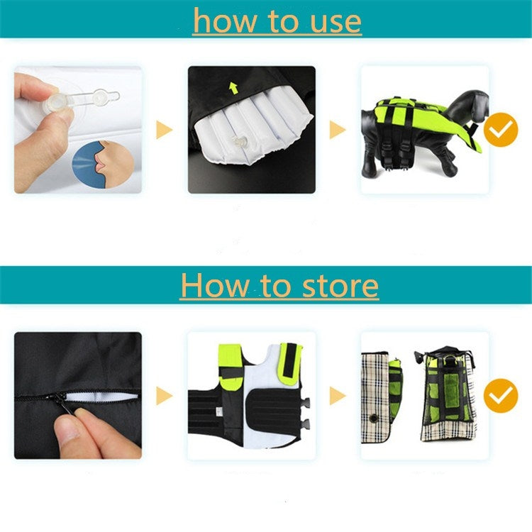 Pet Airbag Life Jacket Inflatable Folding Dog Outdoor Portable Safety Swimsuit, S, M, L