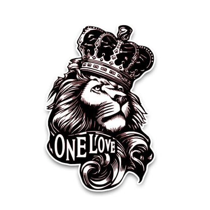 5 PCS YJZT One Love Lion Crown PVC Animal Car Sticker, 10x15.3CM, Lion Crown