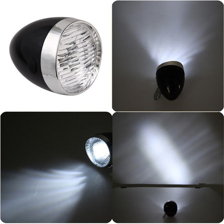 3 LED Retro Bicycle Headlight Night Riding Safety Warning Light