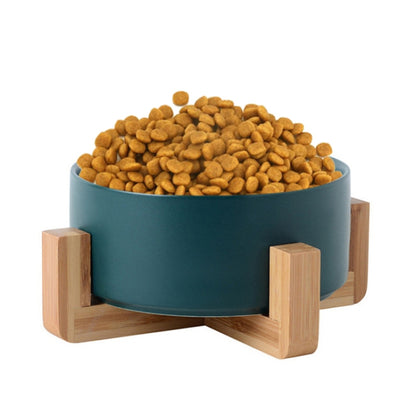 Cat Bowl Dog Pot Pet Ceramic Bowl, 13cm/400ml Single Bowl, 13cm/400ml Single Bowl With Wooden Stand, 13cm/400ml Double Bowl With Wooden Stand, 15.5cm/850ml Single Bowl, 15.5cm/850ml Single Bowl With Wooden Stand