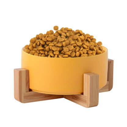 Cat Bowl Dog Pot Pet Ceramic Bowl, 13cm/400ml Single Bowl, 13cm/400ml Single Bowl With Wooden Stand, 13cm/400ml Double Bowl With Wooden Stand, 15.5cm/850ml Single Bowl, 15.5cm/850ml Single Bowl With Wooden Stand