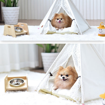 Removable and Washable Canvas Fabric Pet Nest Pet Tent, 40x40x50 cm Spiked Lace (without Pad), 50x50x60 cm Spiked Lace (without Pad), 60x60x70cm Spiked Lace (without Pad), 40x40x50 cm Spiked Lace (with Pad), 50x50x60 cm Spiked Lace (with Pad)