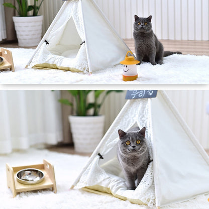 Removable and Washable Canvas Fabric Pet Nest Pet Tent, 40x40x50 cm Spiked Lace (without Pad), 50x50x60 cm Spiked Lace (without Pad), 60x60x70cm Spiked Lace (without Pad), 40x40x50 cm Spiked Lace (with Pad), 50x50x60 cm Spiked Lace (with Pad)