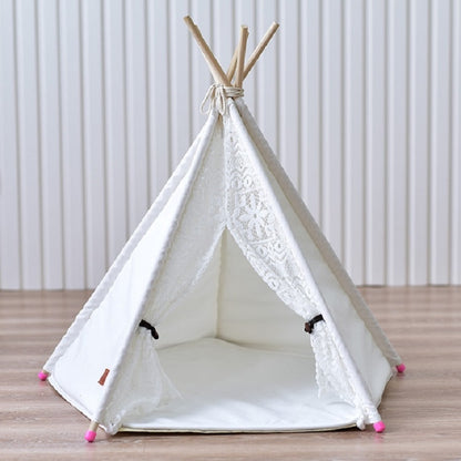 Removable and Washable Canvas Fabric Pet Nest Pet Tent, 40x40x50 cm Spiked Lace (without Pad), 50x50x60 cm Spiked Lace (without Pad), 60x60x70cm Spiked Lace (without Pad), 40x40x50 cm Spiked Lace (with Pad), 50x50x60 cm Spiked Lace (with Pad)
