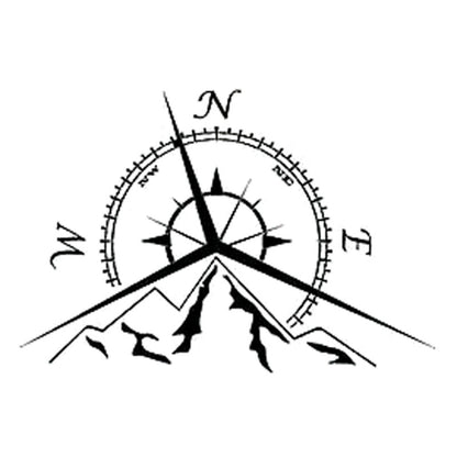 5 PCS NSWE Fashion Mountains Compass Rose Decal Nautical Compass Navigate Car Sticker, Size: 13.7x9.4cm, 5 PCS Black, 5 PCS  Silver