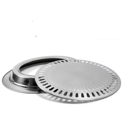Portable Round Multifunctional Stainless Steel Outdoor Barbecue Tray, 30 × 30 × 2.8 cm