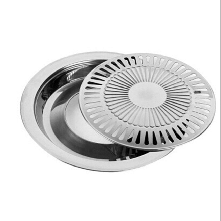 Portable Round Multifunctional Stainless Steel Outdoor Barbecue Tray, 30 × 30 × 2.8 cm