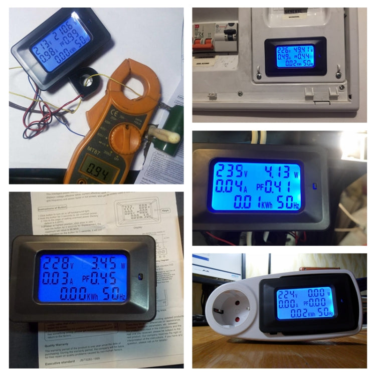 100A Household Multifunctional Watt-hour Meter AC Digital Voltage and Current Meter Power Monitor, 100A