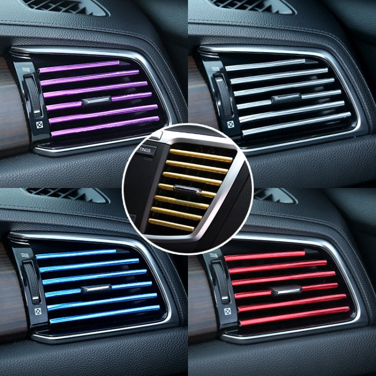 10 PCS Car Interior Mouldings Decorative Air Conditioning Outlet U-shaped Bright Strip Clip, Red, Purple, Silver, Gold, Blue