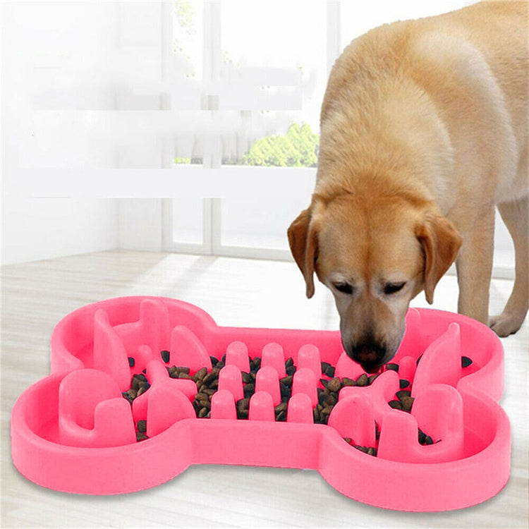 Pet Dog Supplies Bone Puzzle Silicone Slow Food Anti-choke Bowl Tableware, L