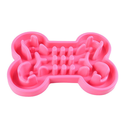 Pet Dog Supplies Bone Puzzle Silicone Slow Food Anti-choke Bowl Tableware, L
