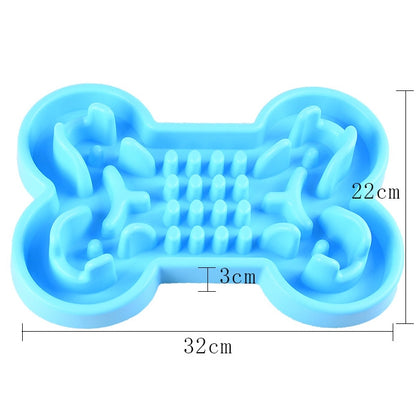 Pet Dog Supplies Bone Puzzle Silicone Slow Food Anti-choke Bowl Tableware, L