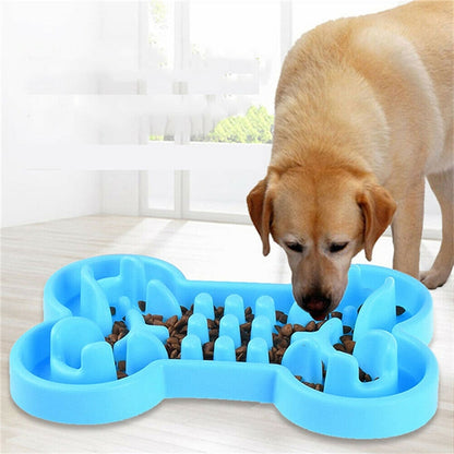 Pet Dog Supplies Bone Puzzle Silicone Slow Food Anti-choke Bowl Tableware, L