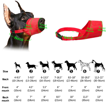 Pet Supplier Dog Muzzle Breathable Nylon Comfortable Soft Mesh Adjustable Pet Mouth Mask Prevent Bite, 14cm