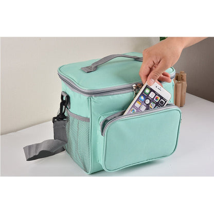 Portable Ice Pack Oxford Cloth Portable Slung Lunch Box Insulated Lunch Bag, Blue