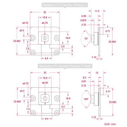 Waveshare For Raspberry Pi Camera Module 3, High Resolution, Auto-Focus 12MP, IMX708, FOV Optional, 23943, 23943