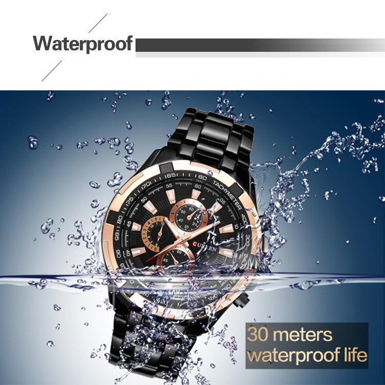 CURREN 8023 Men Stainless Steel Analog Sport Quartz Watch, White case white face, Silver case gold face, Silver case gold ring black face, Black case white face, Black case black face, Black case gold ring white face, Black case gold face