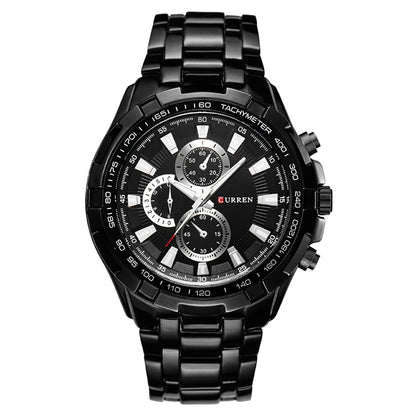 CURREN 8023 Men Stainless Steel Analog Sport Quartz Watch, White case white face, Silver case gold face, Silver case gold ring black face, Black case white face, Black case black face, Black case gold ring white face, Black case gold face