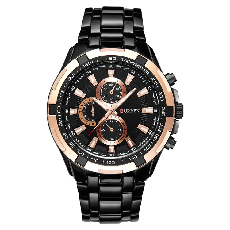 CURREN 8023 Men Stainless Steel Analog Sport Quartz Watch, White case white face, Silver case gold face, Silver case gold ring black face, Black case white face, Black case black face, Black case gold ring white face, Black case gold face