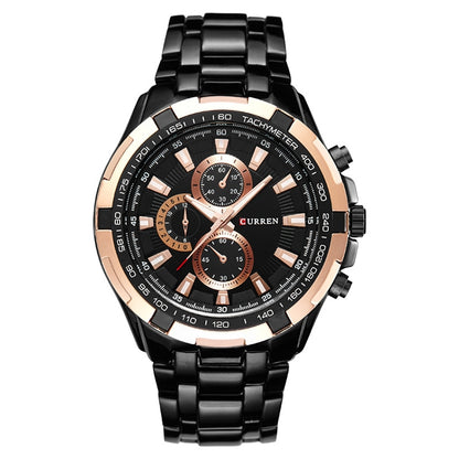 CURREN 8023 Men Stainless Steel Analog Sport Quartz Watch, White case white face, Silver case gold face, Silver case gold ring black face, Black case white face, Black case black face, Black case gold ring white face, Black case gold face