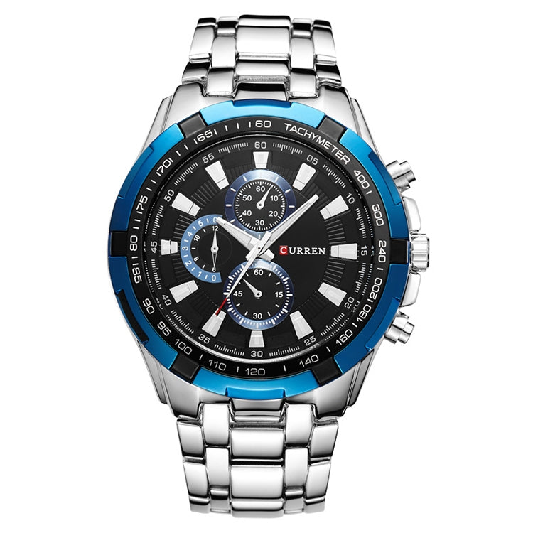 CURREN 8023 Men Stainless Steel Analog Sport Quartz Watch, White case white face, Silver case gold face, Silver case gold ring black face, Black case white face, Black case black face, Black case gold ring white face, Black case gold face