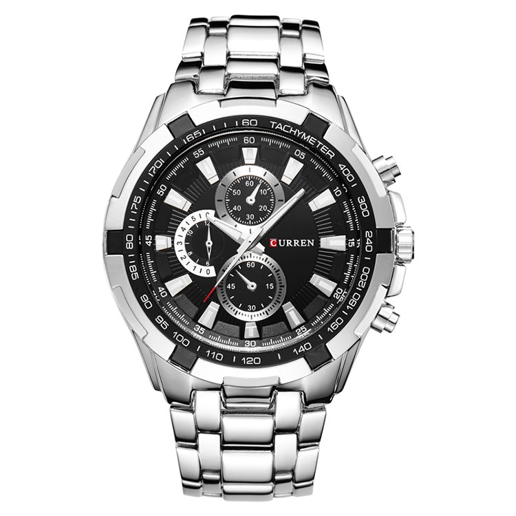 CURREN 8023 Men Stainless Steel Analog Sport Quartz Watch, White case white face, Silver case gold face, Silver case gold ring black face, Black case white face, Black case black face, Black case gold ring white face, Black case gold face