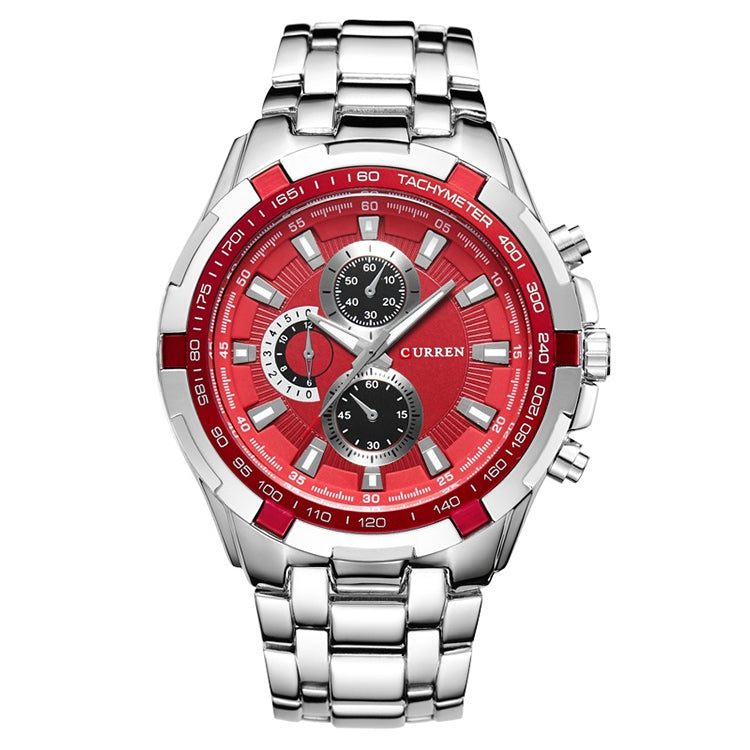 CURREN 8023 Men Stainless Steel Analog Sport Quartz Watch, White case white face, Silver case gold face, Silver case gold ring black face, Black case white face, Black case black face, Black case gold ring white face, Black case gold face