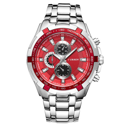 CURREN 8023 Men Stainless Steel Analog Sport Quartz Watch, White case white face, Silver case gold face, Silver case gold ring black face, Black case white face, Black case black face, Black case gold ring white face, Black case gold face