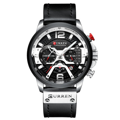 CURREN M8329 Casual Sport Leather Watch for Men, Rose blue, Rose black, Gold black, Black Khaki, White black