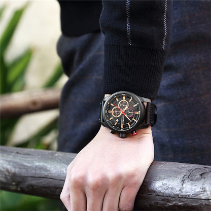 CURREN M8291 Chronograph Watches Casual Leather Watch for Men, White case blue face, White case black face, Black case blue face, Black case black face, Rose case coffee face, Rose case gray face
