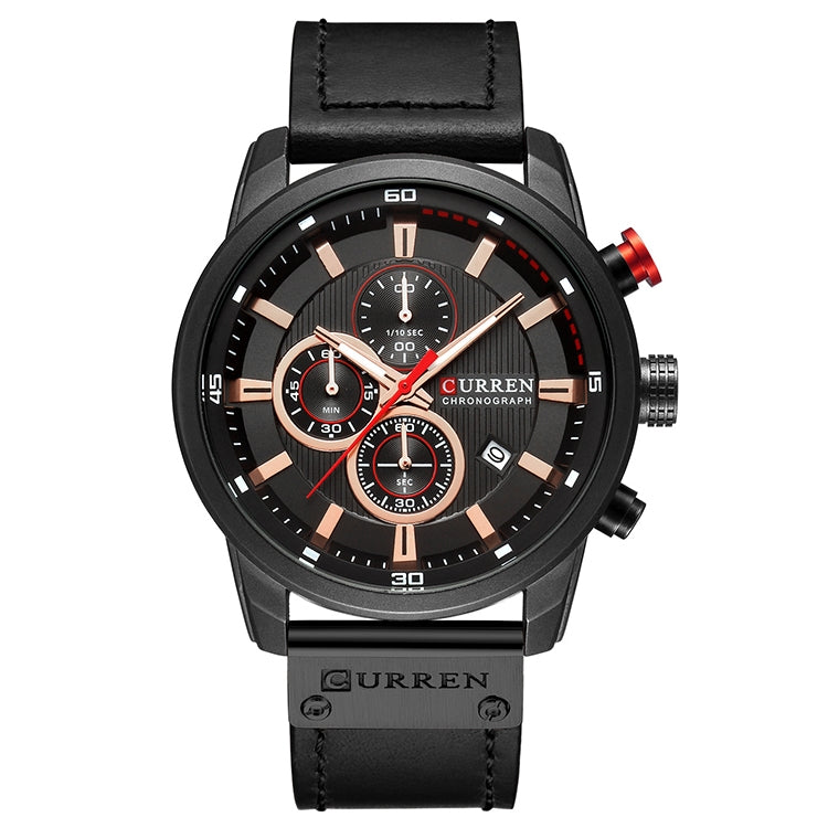 CURREN M8291 Chronograph Watches Casual Leather Watch for Men, White case blue face, White case black face, Black case blue face, Black case black face, Rose case coffee face, Rose case gray face