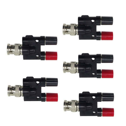 5pcs BNC Male Plug To Two Banana Jack Female Connector RF Adapter, BNC Male to Two Banana Female