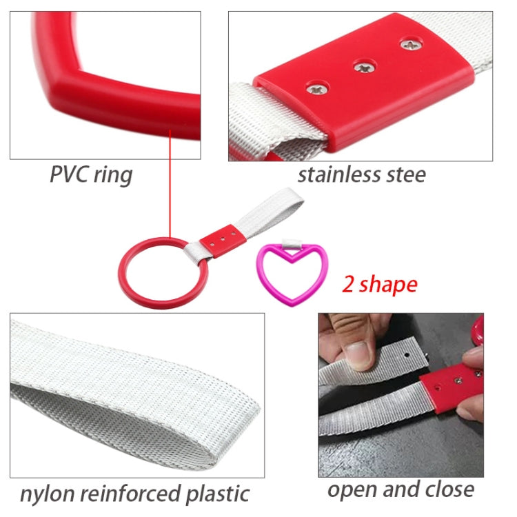 JDM Car Static Belt Decorative Warning Hanging Ring Rear Bumper Warning Ring Car Safety Hand Ring, Heart-Shaped Orange, Heart-Shaped Purple, Heart-Shaped White, Heart-Shaped Black, Heart-Shaped Blue, Heart-Shaped Red, Heart-Shaped Pink, Ring-Shape Red