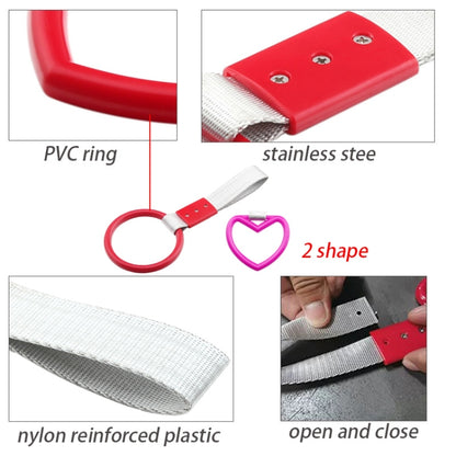 JDM Car Static Belt Decorative Warning Hanging Ring Rear Bumper Warning Ring Car Safety Hand Ring, Heart-Shaped Orange, Heart-Shaped Purple, Heart-Shaped White, Heart-Shaped Black, Heart-Shaped Blue, Heart-Shaped Red, Heart-Shaped Pink, Ring-Shape Red