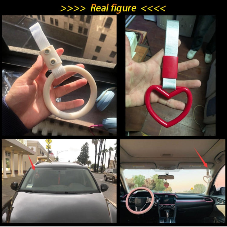JDM Car Static Belt Decorative Warning Hanging Ring Rear Bumper Warning Ring Car Safety Hand Ring, Heart-Shaped Orange, Heart-Shaped Purple, Heart-Shaped White, Heart-Shaped Black, Heart-Shaped Blue, Heart-Shaped Red, Heart-Shaped Pink, Ring-Shape Red
