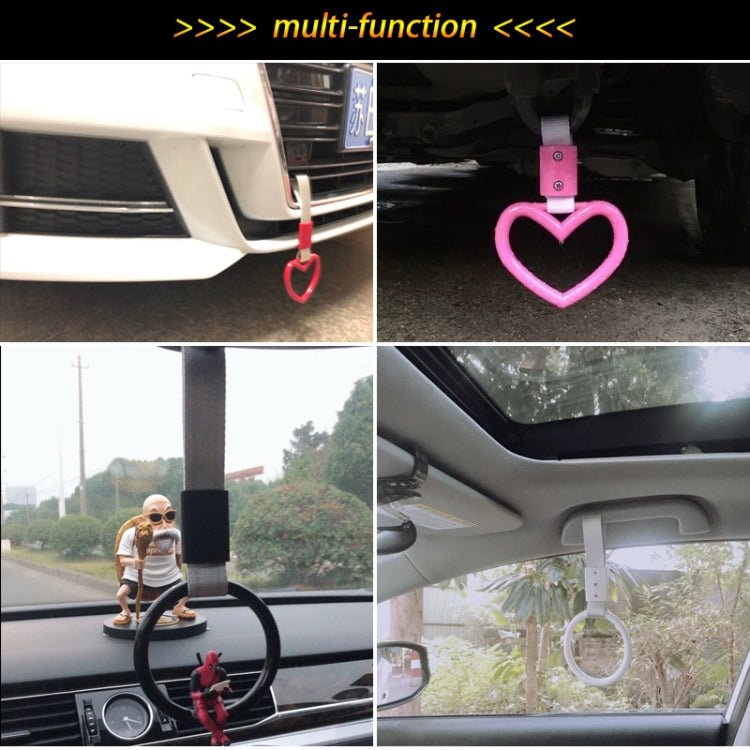 JDM Car Static Belt Decorative Warning Hanging Ring Rear Bumper Warning Ring Car Safety Hand Ring, Heart-Shaped Orange, Heart-Shaped Purple, Heart-Shaped White, Heart-Shaped Black, Heart-Shaped Blue, Heart-Shaped Red, Heart-Shaped Pink, Ring-Shape Red