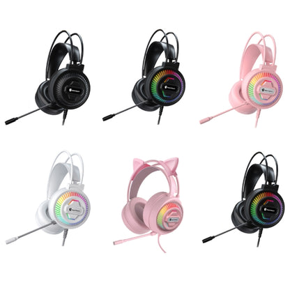 PANTSAN PSH-400 USB Computer Head-Mounted Luminous RGB Wired Headset, 3.5mm Single Plug, 3.5mm Black, 3.5mm Pink, 7.1 USB