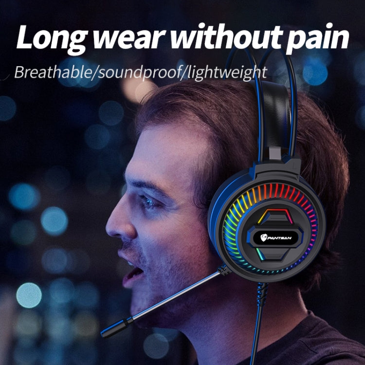 PANTSAN PSH-400 USB Computer Head-Mounted Luminous RGB Wired Headset, 3.5mm Single Plug, 3.5mm Black, 3.5mm Pink, 7.1 USB
