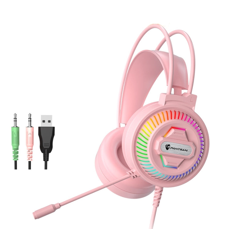 PANTSAN PSH-400 USB Computer Head-Mounted Luminous RGB Wired Headset, 3.5mm Single Plug, 3.5mm Black, 3.5mm Pink, 7.1 USB
